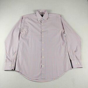 Peter‎ Millar Shirt Mens Medium Blue Pink Plaid Button Down Cotton Crown Finish